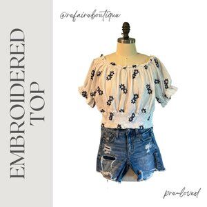 Embroidered Off Shoulder Top